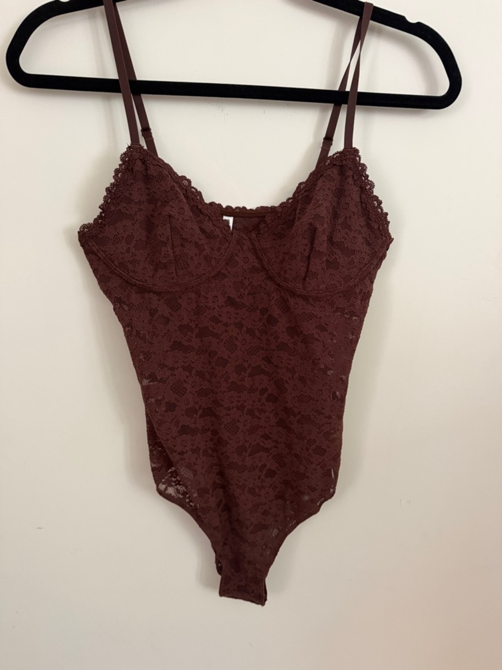 aerie Lace Bodysuit in Chocolate Brown